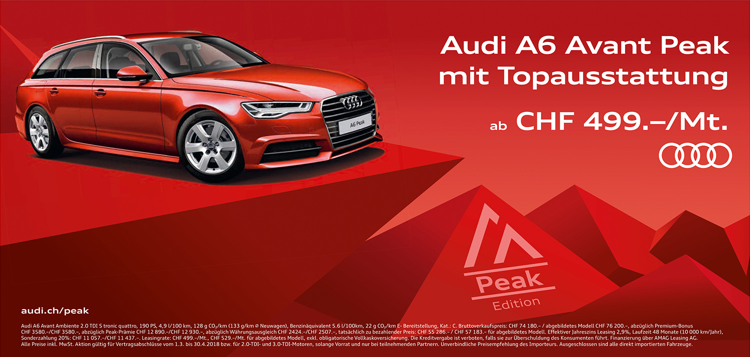 Audi Peak Edition Kampagne Sondermodelle Plakat Audi A6 Avant