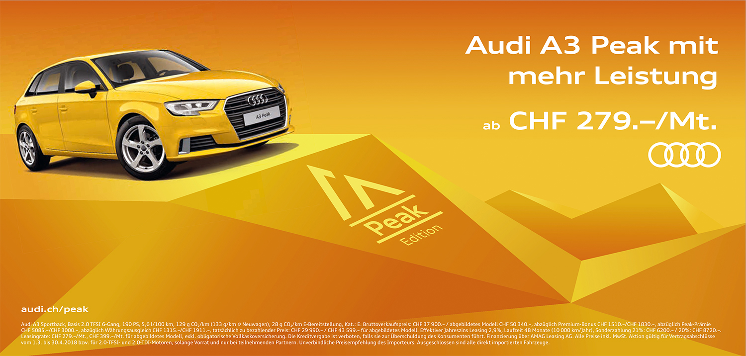 Audi Peak Edition Kampagne Sondermodelle Plakat Audi A3