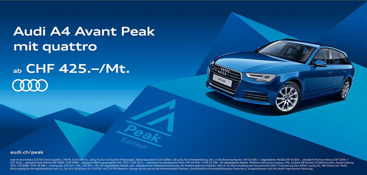 Audi Peak Edition Kampagne Sondermodelle Plakat Audi A4