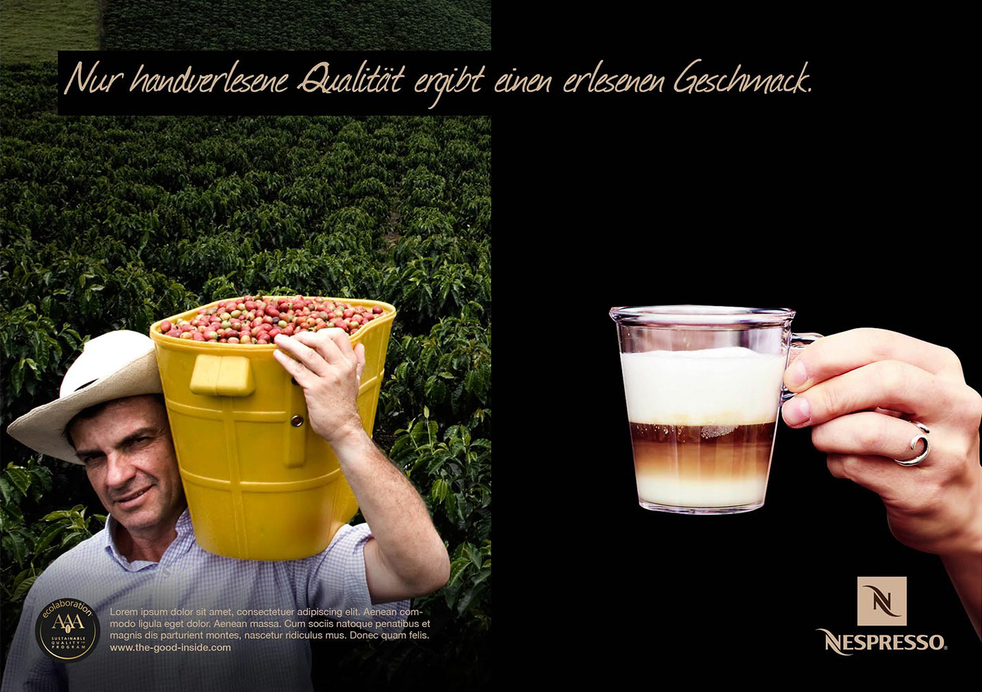 Archiv Nespresso Kampagne Nachhaltigkeit: Motiv 'Handverlesen'